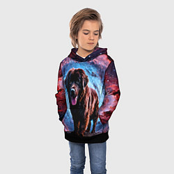 Толстовка-худи детская Ньюфаундленд в космосе, цвет: 3D-черный — фото 2