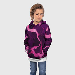 Толстовка-худи детская Узоры фиолетового и розового цвета, цвет: 3D-белый — фото 2