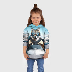 Толстовка-худи детская Волк авиатор, цвет: 3D-меланж — фото 2