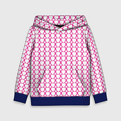 Толстовка-худи детская Контурный паттерн соединённые сердца, цвет: 3D-синий