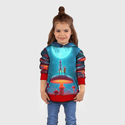 Толстовка-худи детская Рик и Морти в стране неоновых гигантских грибов, цвет: 3D-красный — фото 2