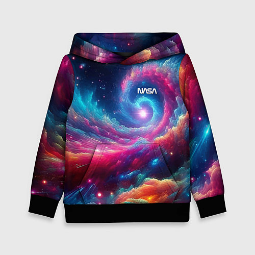 Детская толстовка Неоновая галактическая спираль - нейроарт / 3D-Черный – фото 1