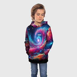 Толстовка-худи детская Неоновая галактическая спираль - нейроарт, цвет: 3D-черный — фото 2