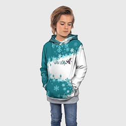 Толстовка-худи детская Горы зовут сноуборд бирюза, цвет: 3D-меланж — фото 2