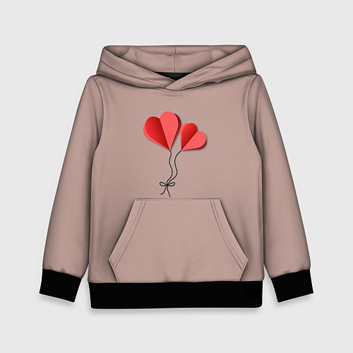 Детская толстовка Бумажные сердечки / 3D-Черный – фото 1