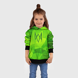 Толстовка-худи детская Watch Dogs green poly, цвет: 3D-черный — фото 2