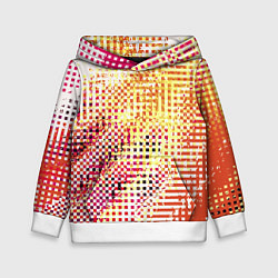 Толстовка-худи детская Абстракция жёлтый с оранжевым, цвет: 3D-белый