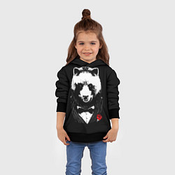 Толстовка-худи детская Панда в черном костюме, цвет: 3D-черный — фото 2