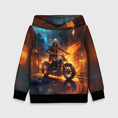 Детская толстовка Скелет байкер / 3D-Черный – фото 1
