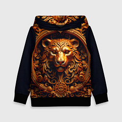 Толстовка-худи детская Лев узор, цвет: 3D-черный