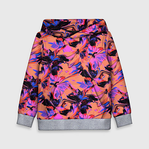 Детская толстовка Абстрактные цветы - текучая краска / 3D-Меланж – фото 1