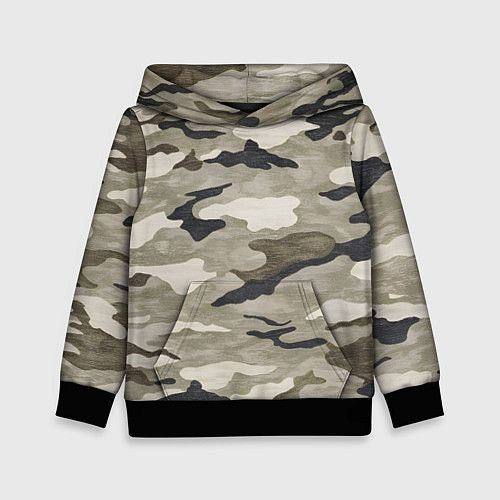 Детская толстовка Песочный камуфляж / 3D-Черный – фото 1