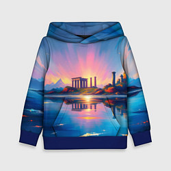 Толстовка-худи детская Античный островок, цвет: 3D-синий