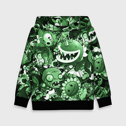 Детская толстовка Растения против зомби в зеленом цвете / 3D-Черный – фото 1