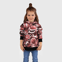 Толстовка-худи детская Растения против зомби в красном цвете, цвет: 3D-черный — фото 2