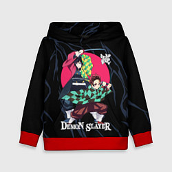 Толстовка-худи детская Гию Томиока и Танджиро Камадо, цвет: 3D-красный