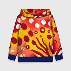 Толстовка-худи детская Африканский паттерн, цвет: 3D-синий