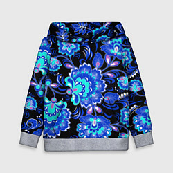 Толстовка-худи детская Хохлома негатив, цвет: 3D-меланж