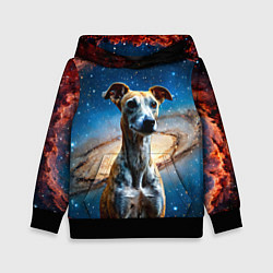 Толстовка-худи детская Уиппет в космосе, цвет: 3D-черный