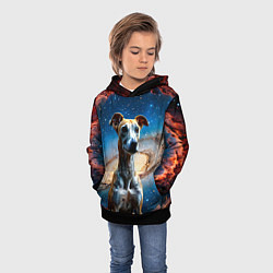 Толстовка-худи детская Уиппет в космосе, цвет: 3D-черный — фото 2