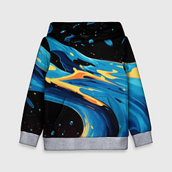 Толстовка-худи детская Синяя волна из красок, цвет: 3D-меланж