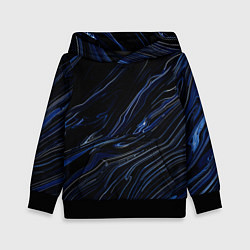 Толстовка-худи детская Чёрно-синий абстракция линии, цвет: 3D-черный