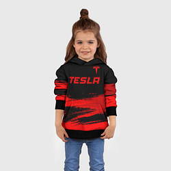 Толстовка-худи детская Tesla - red gradient посередине, цвет: 3D-черный — фото 2