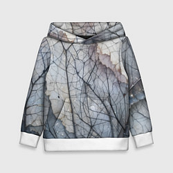Толстовка-худи детская Прожилки листьев, цвет: 3D-белый