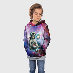 Толстовка-худи детская Brave cat in space - ai art, цвет: 3D-меланж — фото 2