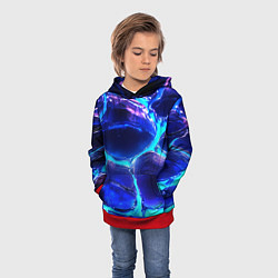 Толстовка-худи детская Объемные плиты в неоновом свечение, цвет: 3D-красный — фото 2