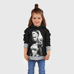 Толстовка-худи детская Барби - киберпанк нейроарт, цвет: 3D-меланж — фото 2