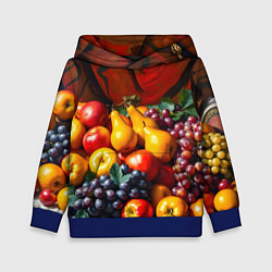Толстовка-худи детская Фруктовый натюрморт, цвет: 3D-синий