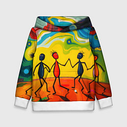 Толстовка-худи детская Дружба человечков, цвет: 3D-белый