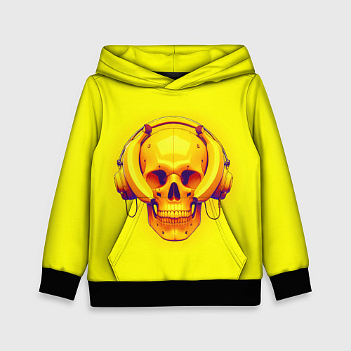 Детская толстовка Yellow bananas skull - cyberpunk / 3D-Черный – фото 1