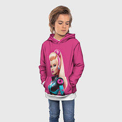 Толстовка-худи детская Кукла Барби - киберпанк, цвет: 3D-белый — фото 2