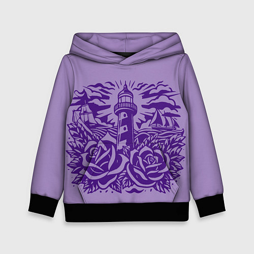 Детская толстовка Маяк с розами и корабли / 3D-Черный – фото 1
