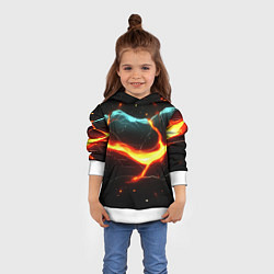 Толстовка-худи детская Лава в черной текстуре, цвет: 3D-белый — фото 2