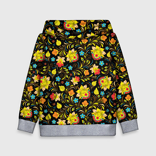 Детская толстовка Хохлома цветы / 3D-Меланж – фото 1
