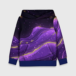 Толстовка-худи детская Фиолетовая текстура с золотыми звездочками, цвет: 3D-синий
