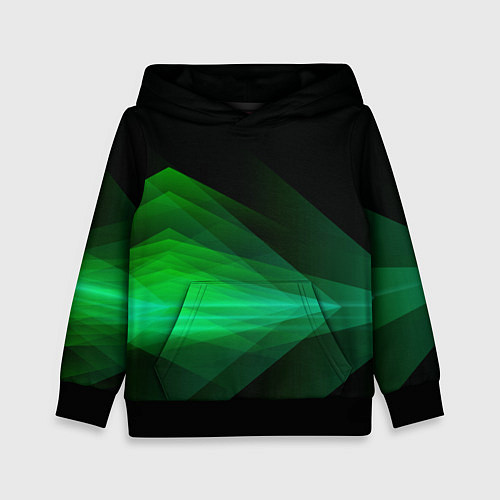 Детская толстовка Неоновая зеленая абстракция на черном фоне / 3D-Черный – фото 1