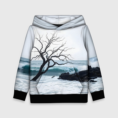 Детская толстовка Дерево в море / 3D-Черный – фото 1