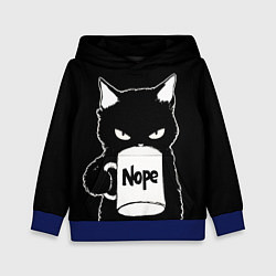 Толстовка-худи детская Angry black cat nope, цвет: 3D-синий