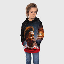 Толстовка-худи детская Маркус Рашфорд и космос, цвет: 3D-красный — фото 2
