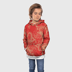 Толстовка-худи детская Золотые драконы на красном, цвет: 3D-белый — фото 2