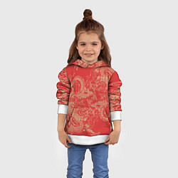 Толстовка-худи детская Золотые драконы на красном, цвет: 3D-белый — фото 2