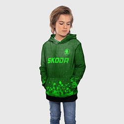 Толстовка-худи детская Skoda - green gradient посередине, цвет: 3D-черный — фото 2