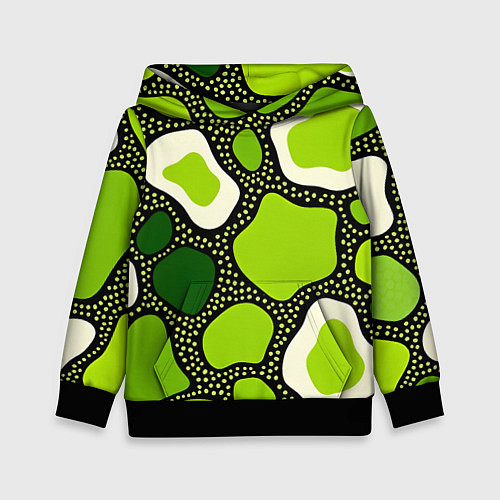 Детская толстовка Зеленая абстракция с кругами / 3D-Черный – фото 1