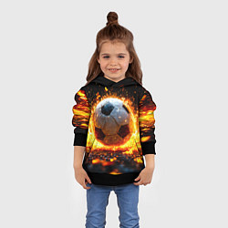 Толстовка-худи детская Футбольный мяч в огне, цвет: 3D-черный — фото 2