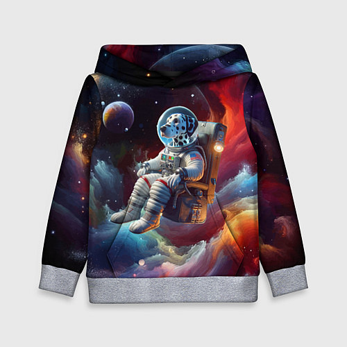 Детская толстовка Космонавт далматинец в неоновой галактике / 3D-Меланж – фото 1
