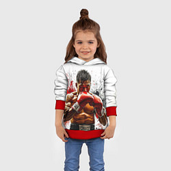 Толстовка-худи детская Тайский боксер на белом, цвет: 3D-красный — фото 2